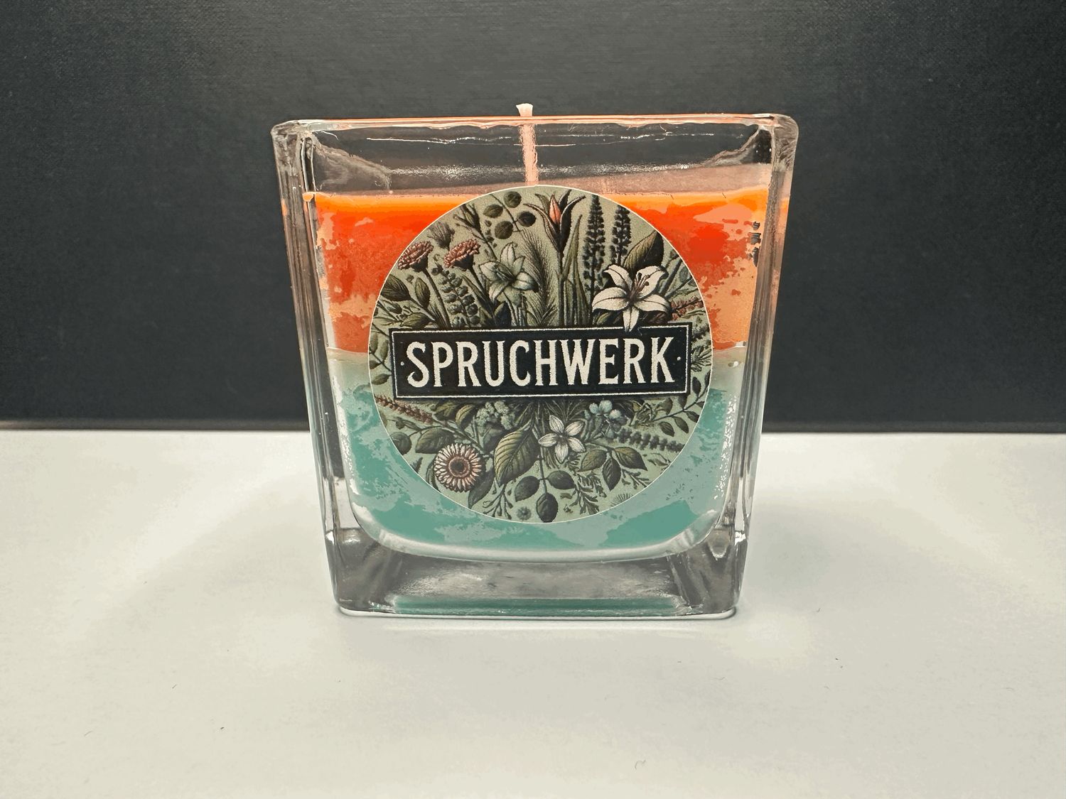 Duftkerze Rapswachs Orange & Türkis Duftkerze Rapswachs Orange & Türkis