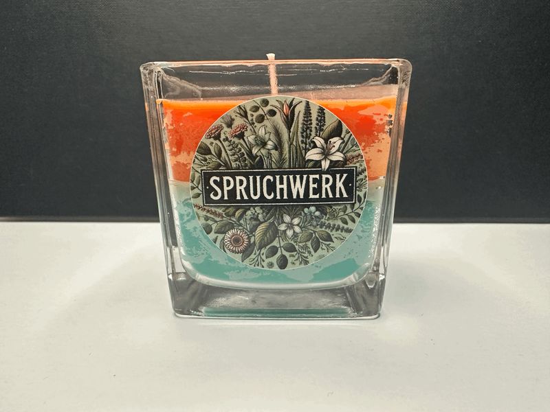 Duftkerze Rapswachs Orange & Türkis