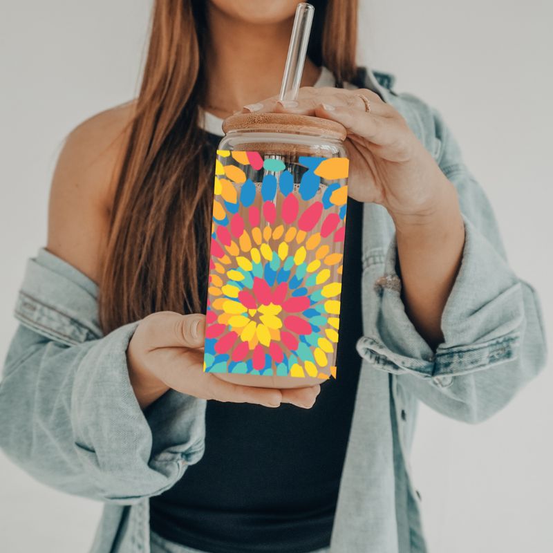 Tie Dye | 20 oz Glass Tumbler with Bamboo Lid &amp; Straw