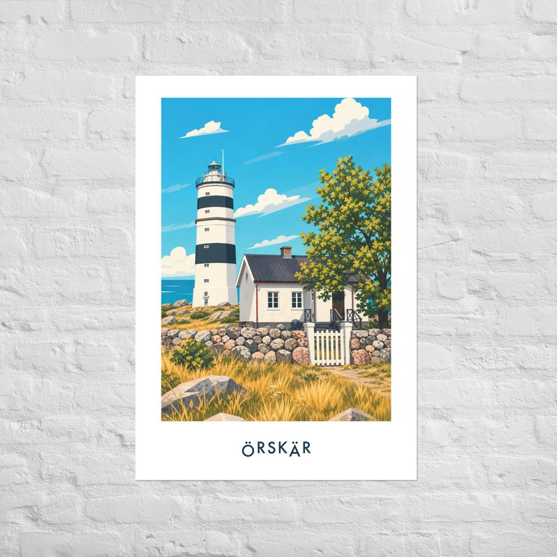 Retro Poster Örskär Lighthouse Retro Poster Örskär Lighthouse