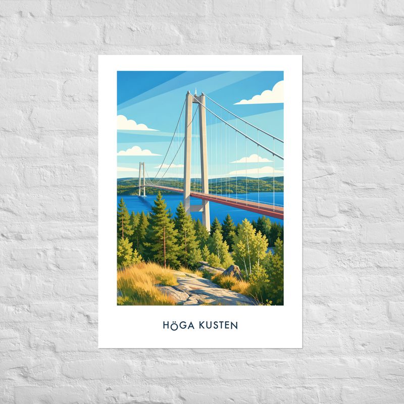Retro Poster Höga Kusten Bridge Retro Poster Höga Kusten Bridge