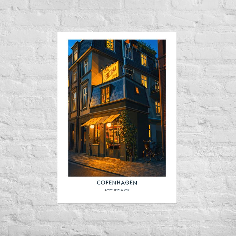 Retro Poster Central Hotel & Cafe, Copenhagen Retro Poster Central Hotel & Cafe, Copenhagen