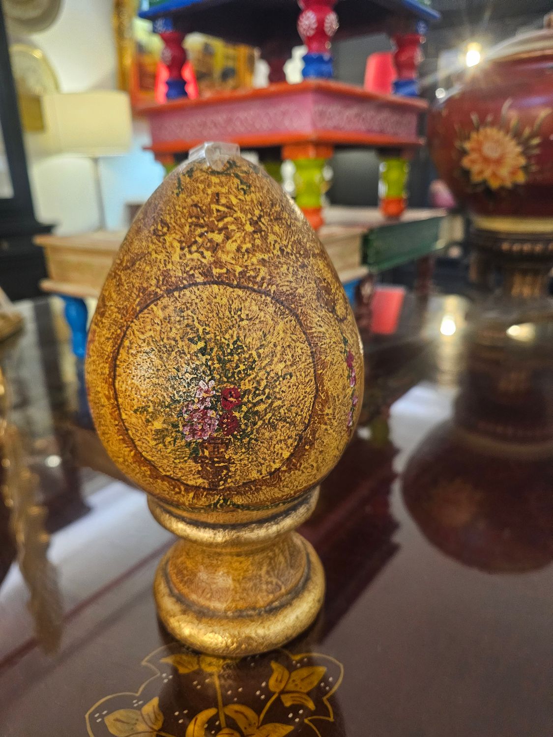 19TH CENTURY OSTRICH EGG DECO PAINTED