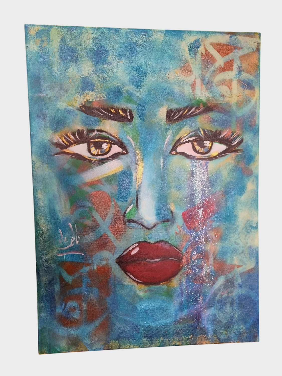 BLUE FACE CRYING PAINTING 50X70
