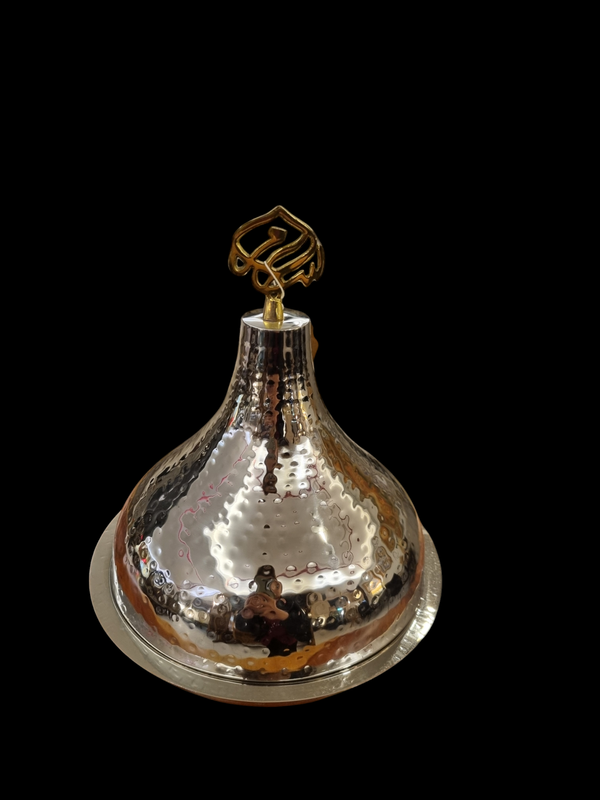 SILVER HAMMERED DECORATIVE BOWL W/ LID