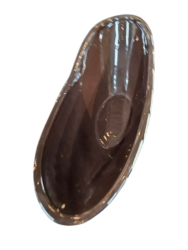 BROWN CERAMIC HANDPAINTED BOWL DECO