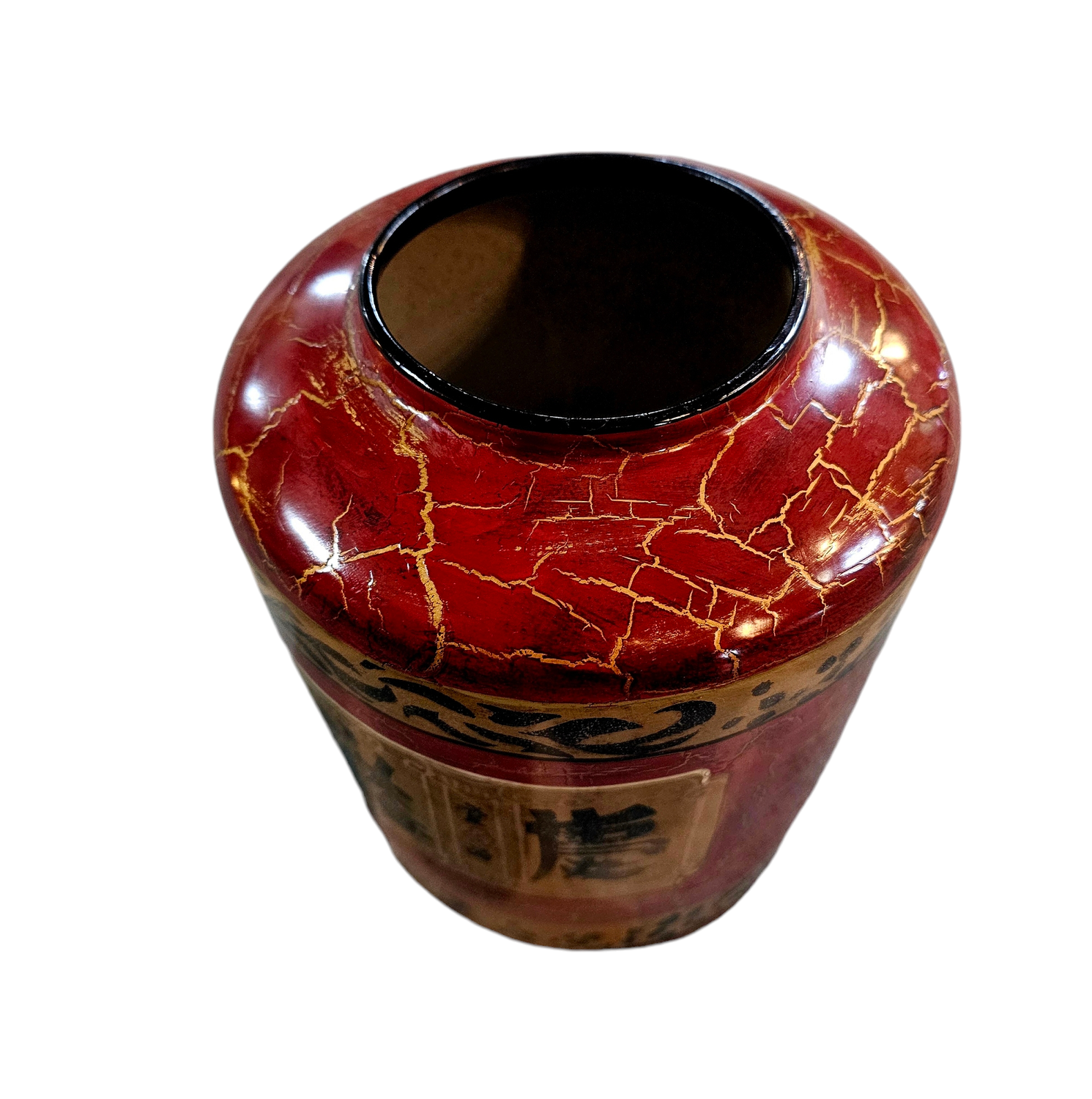 CHINESE RED HAND PAINTED FIRED VASE SMALL