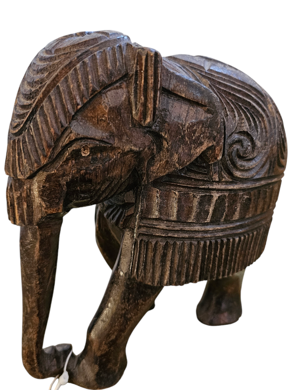 WOODEN CARVED INDIAN ELEPHANT BIG