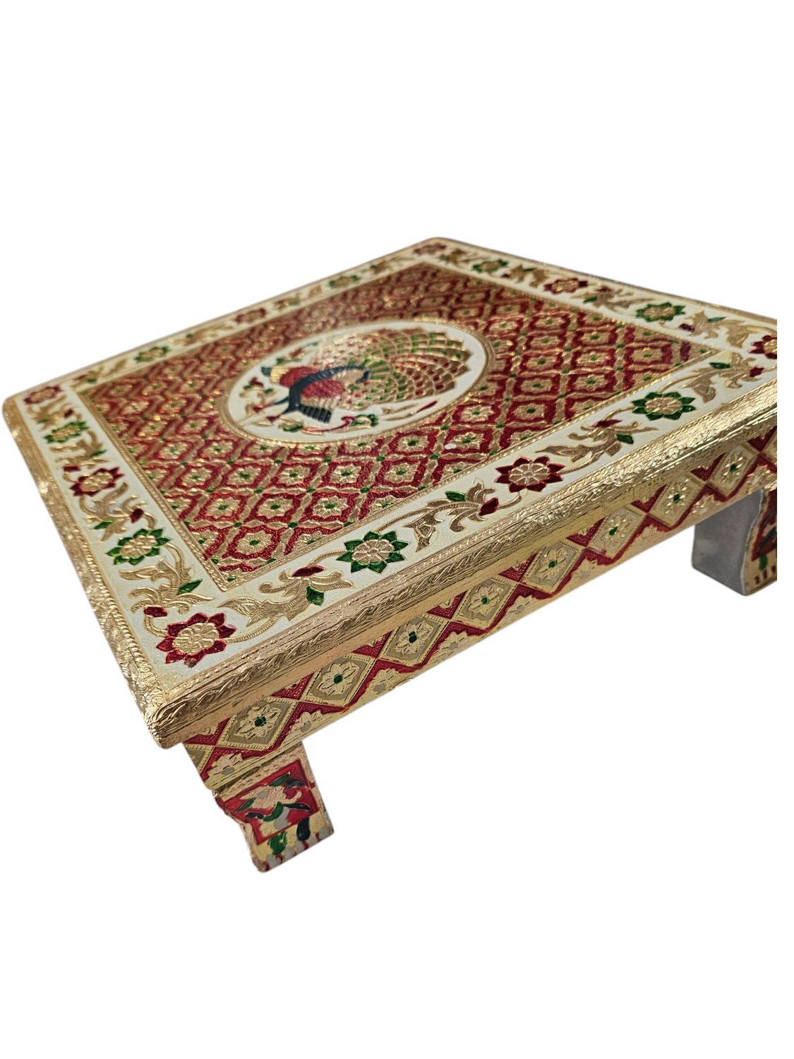 HANDCRAFTED POOJA CHOWKI SQUARED
