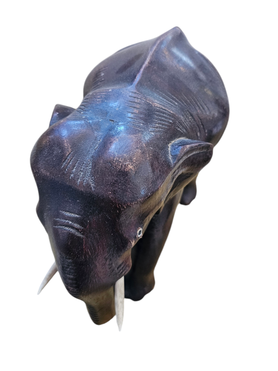 IVORY WOODEN CARVED ELEPHANT DECO