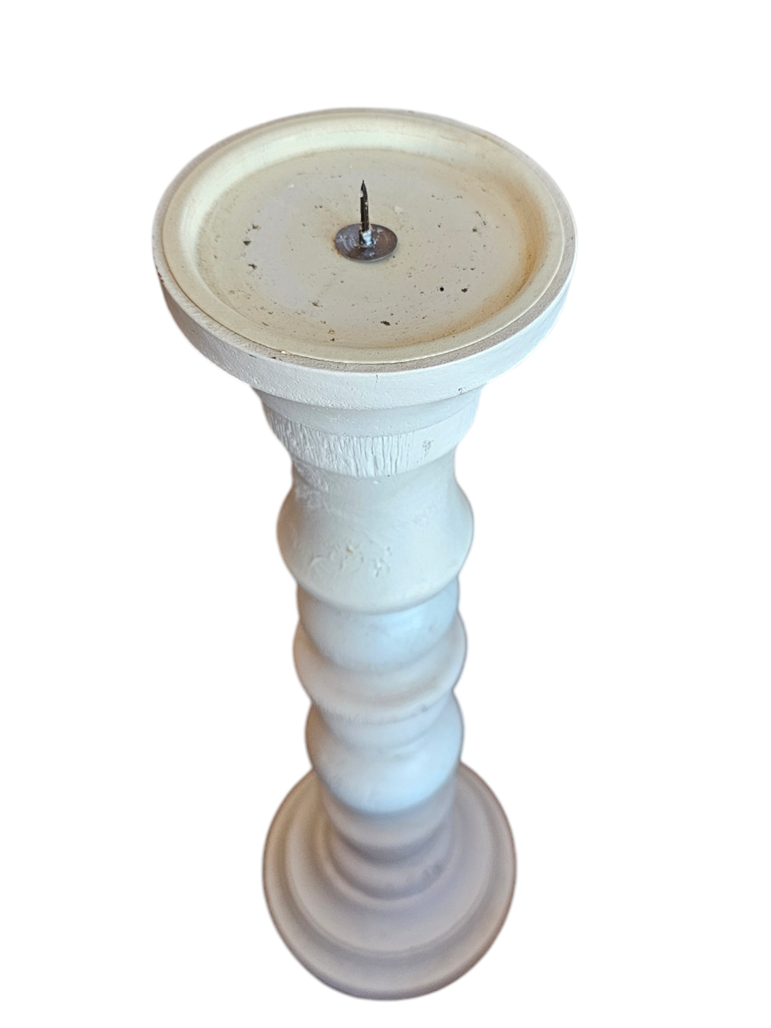 WHITE WOODEN TALL CANDLE HOLDER