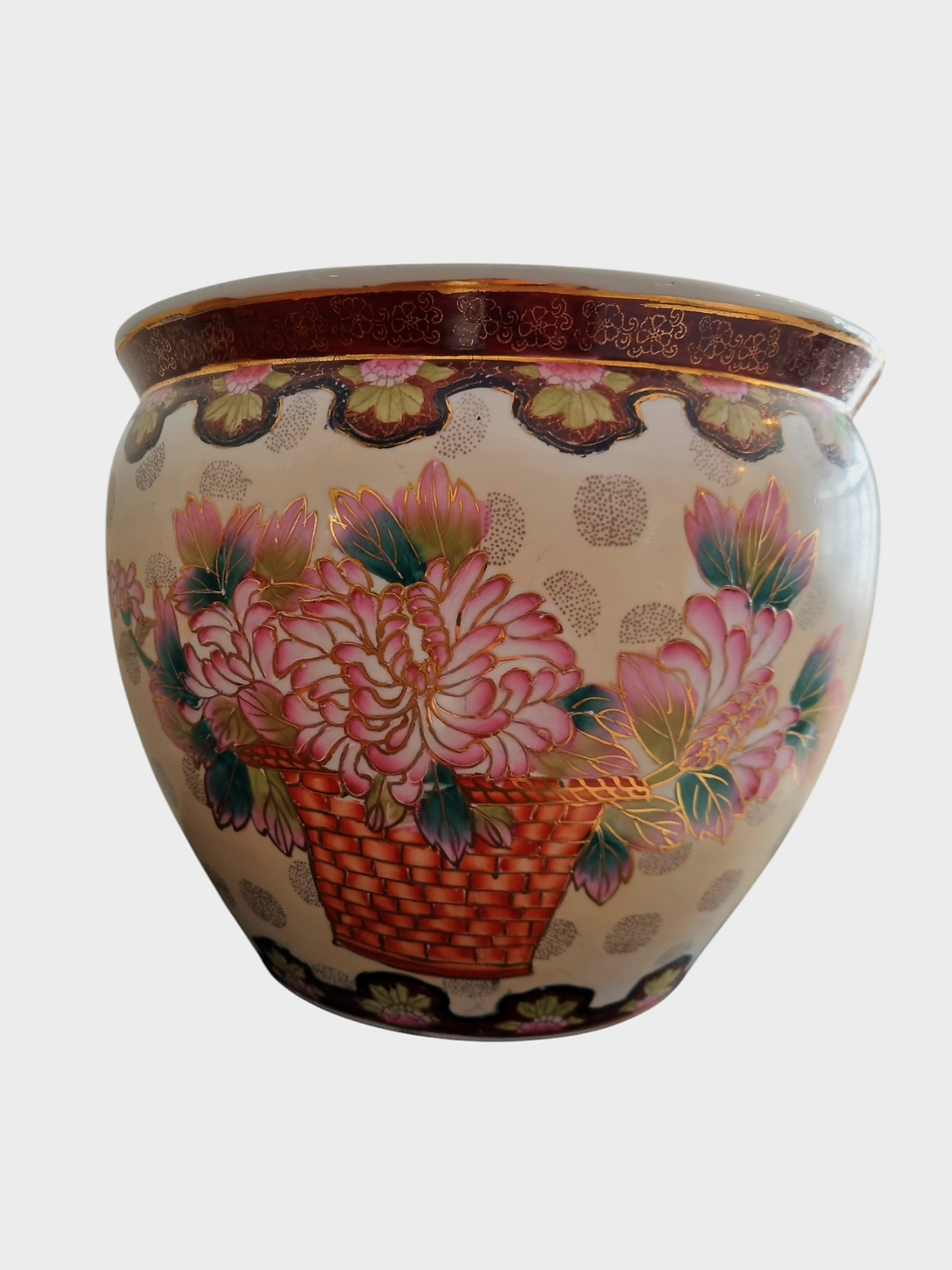 CERAMIC ASIAN BOWL PLANTER.