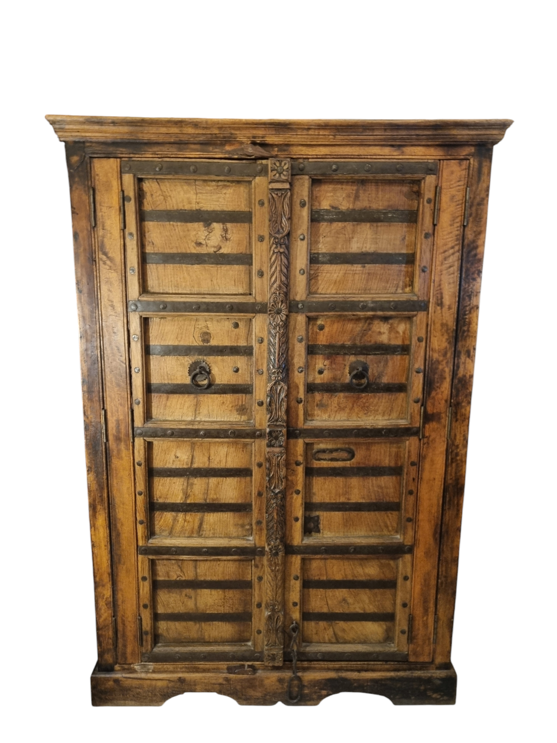 WOODEN TALL CABINET HAMMERED COPPER DESIGN  125X183X69