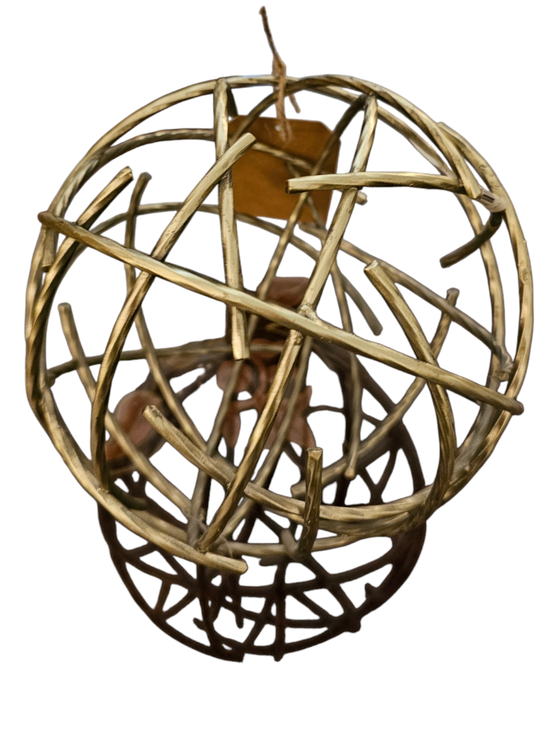 VINTAGE GOLD PAINTED METAL STICK STRAND BALL