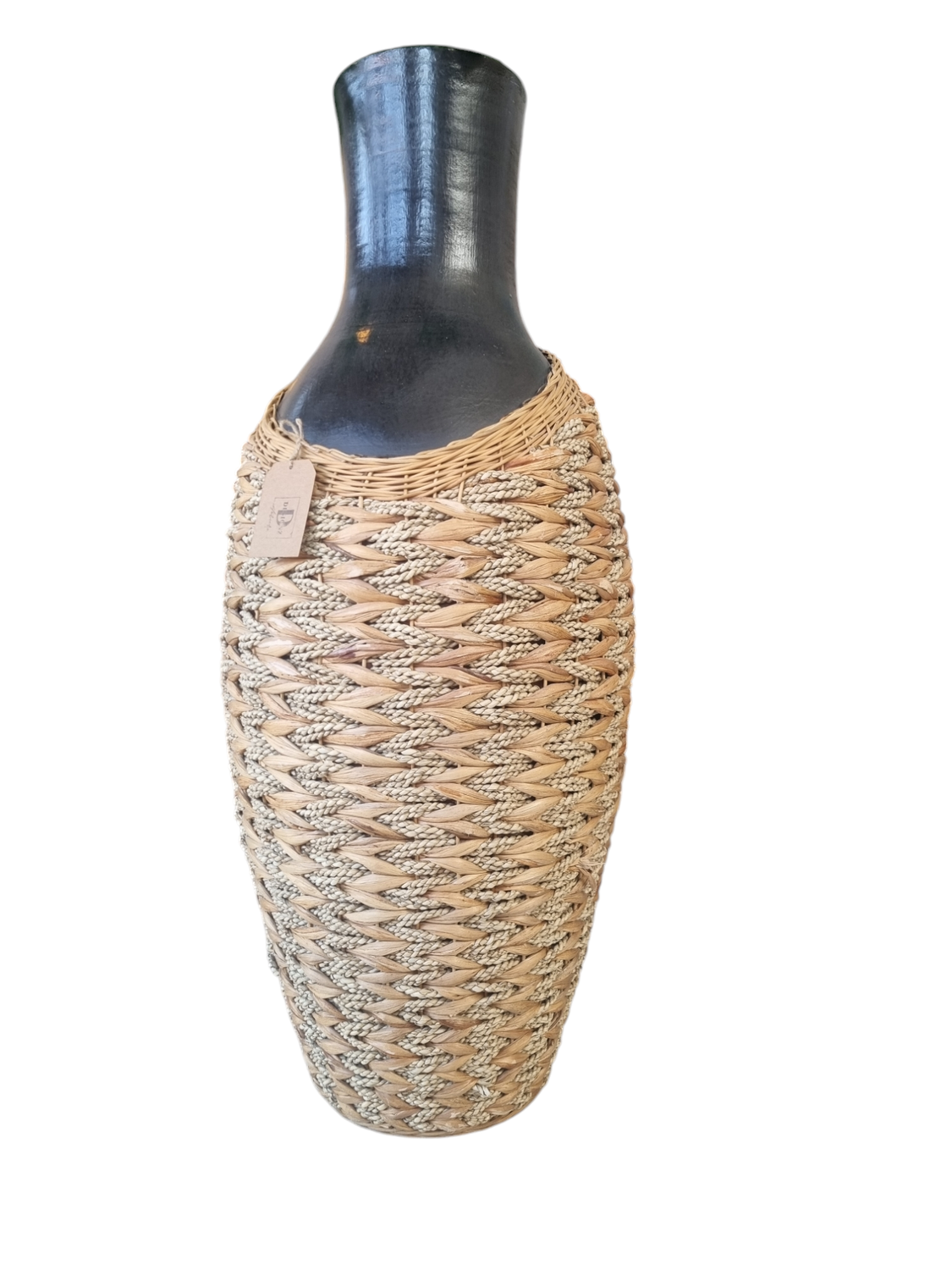LONG VASE RATTAN BLACK