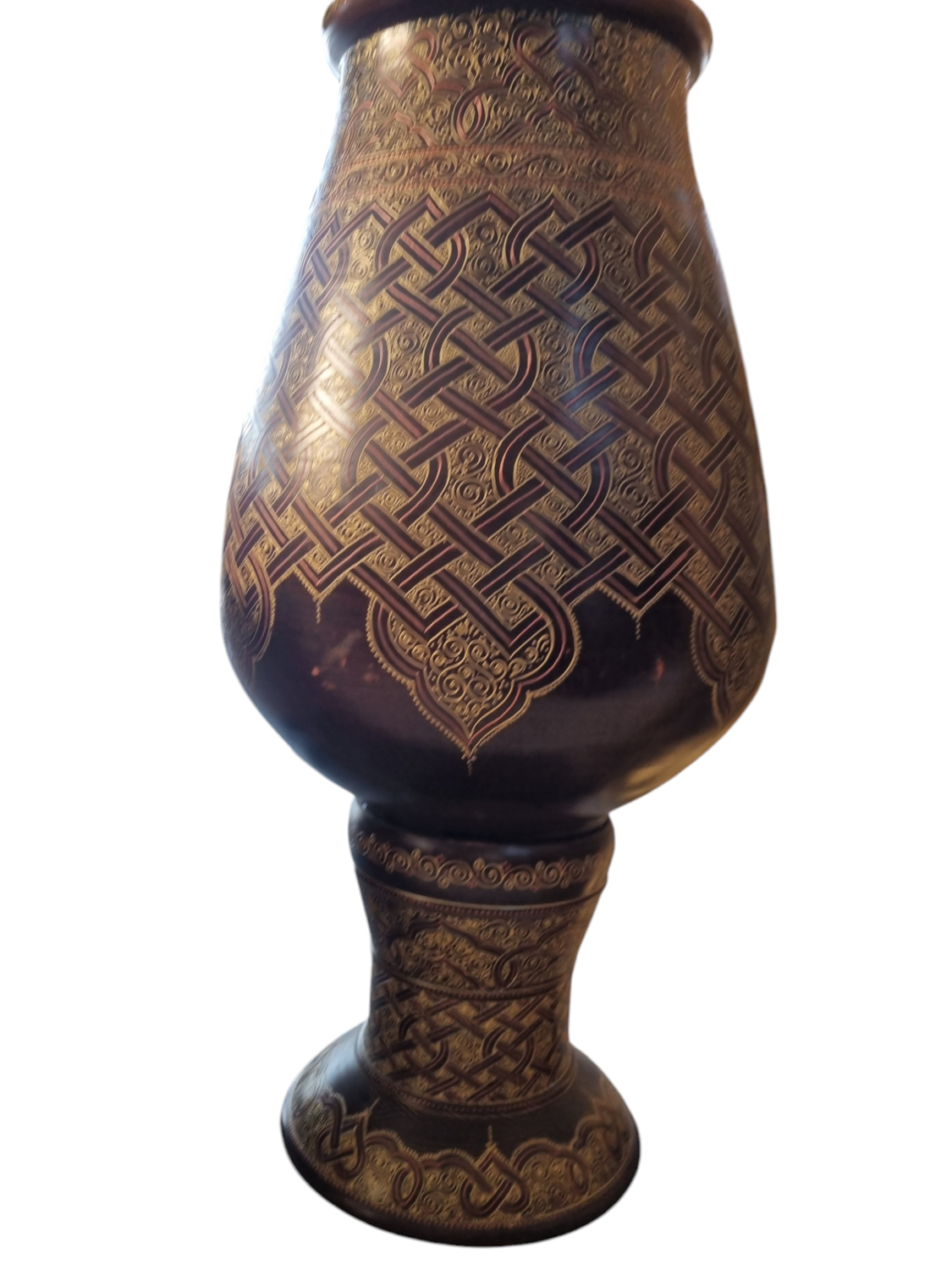 BIG DOUBLE VASE BROW HAND PAINTED