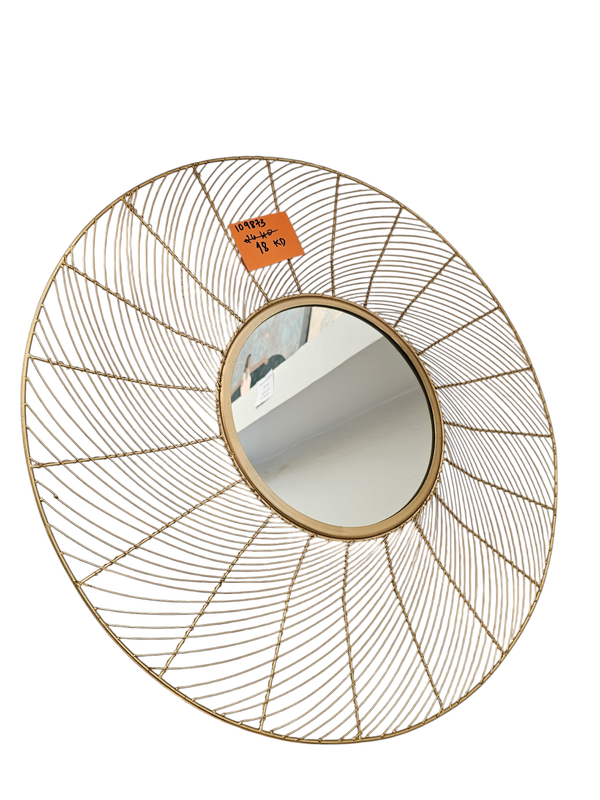 ROUND GOLD SUN WIRED MIRROR