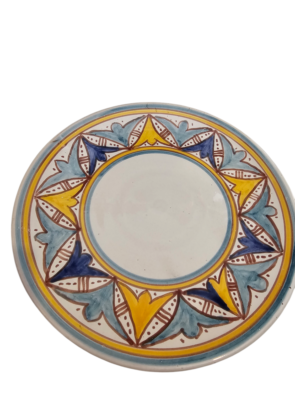 BLUE GREEN YELLOW HAND PAINTED PLATE MOROCCO