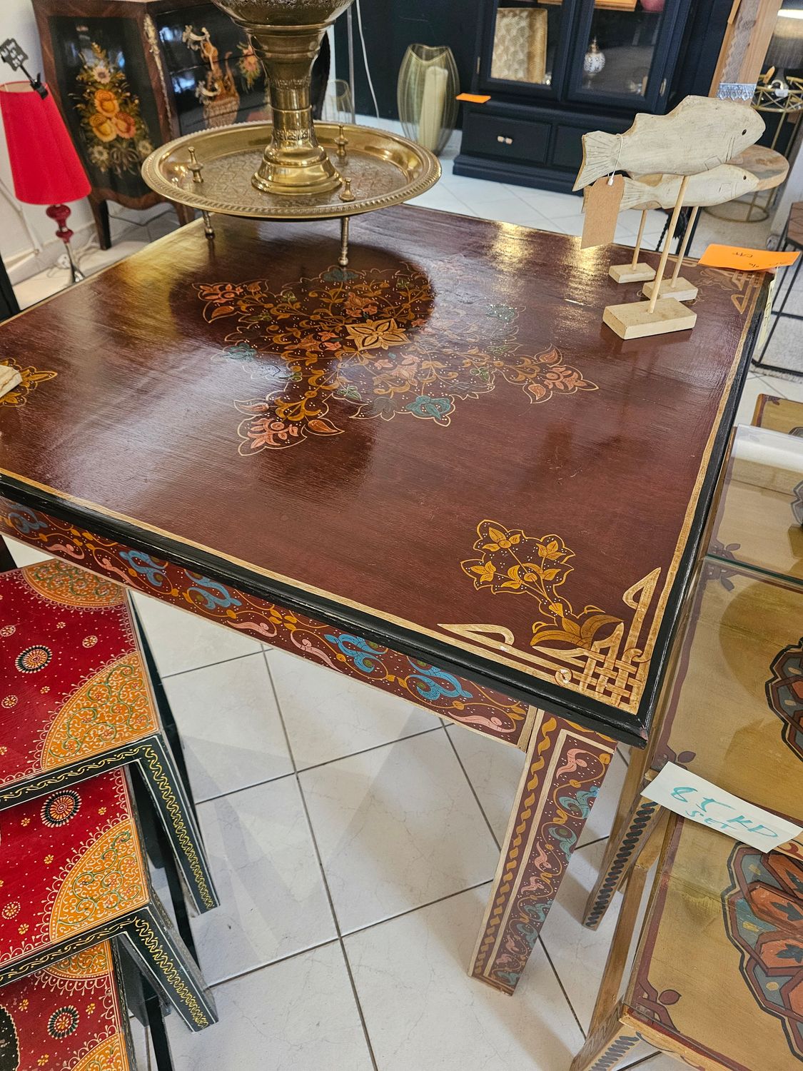 MOROCCANS HAND PAINTED DINING RED table