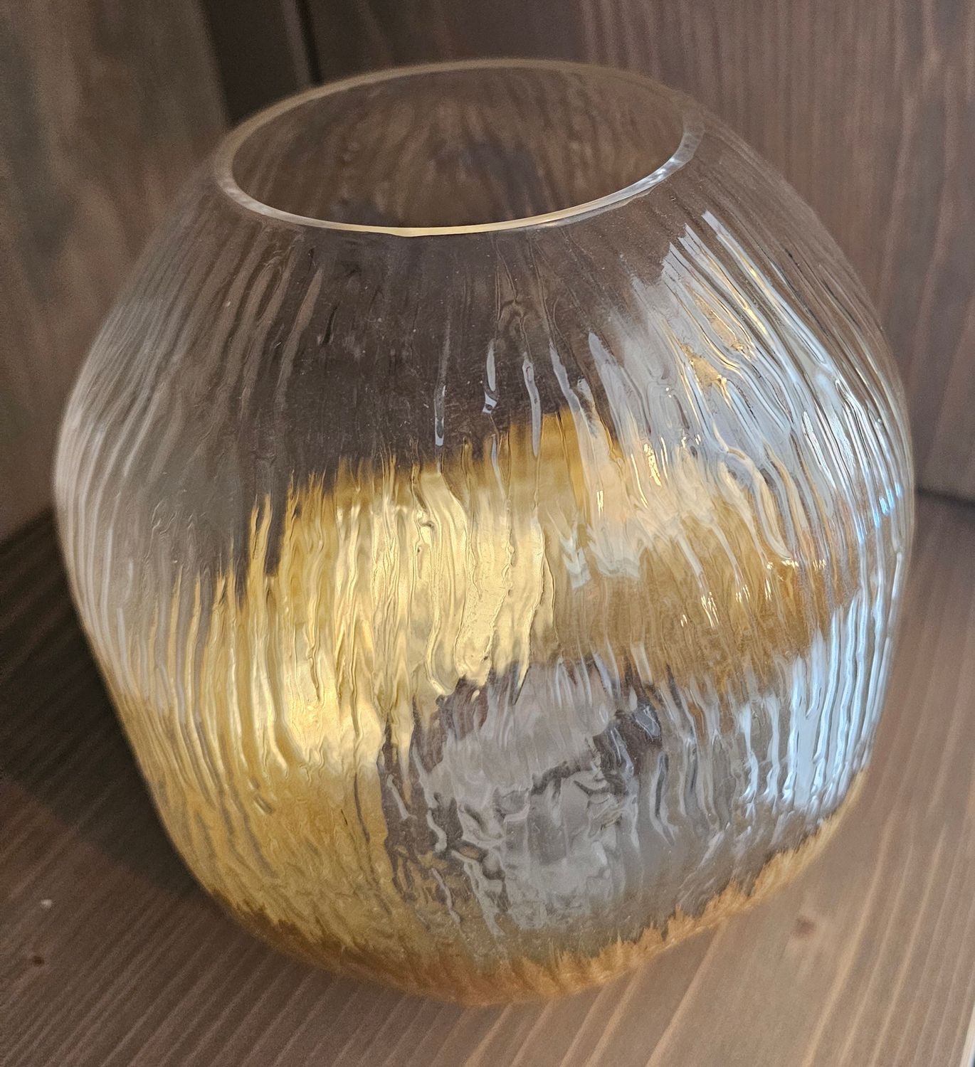 GLASS BOTTOM GOLD VASE