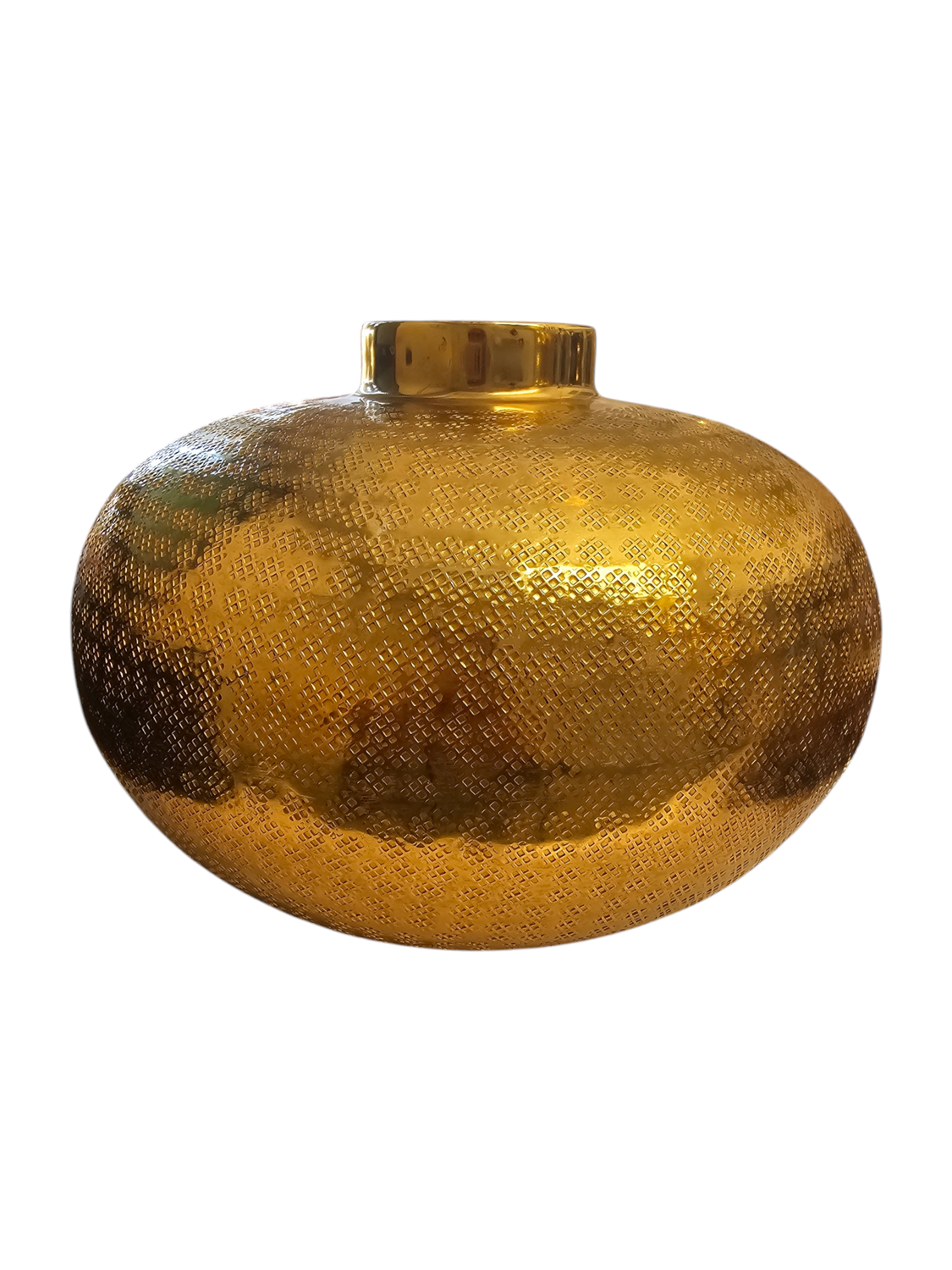LARGE ALUMINUM GOLD HAMMERED FLOWER VASE