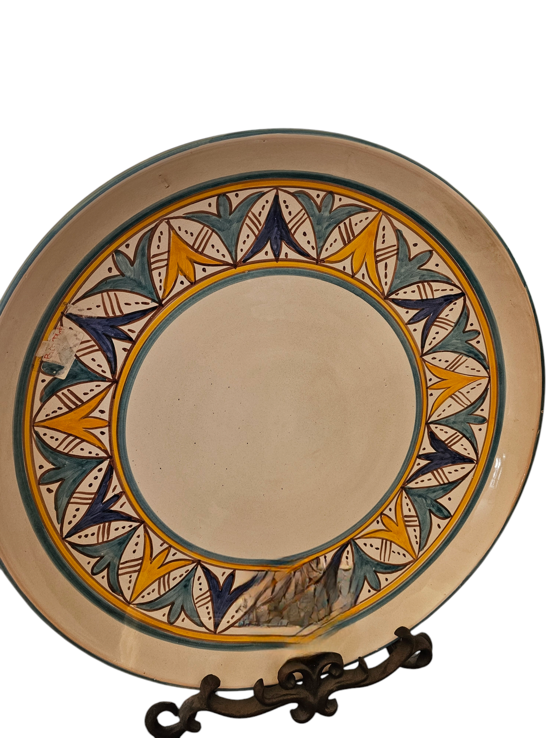 BLUE YELLOW HAND PAINTED PLATE