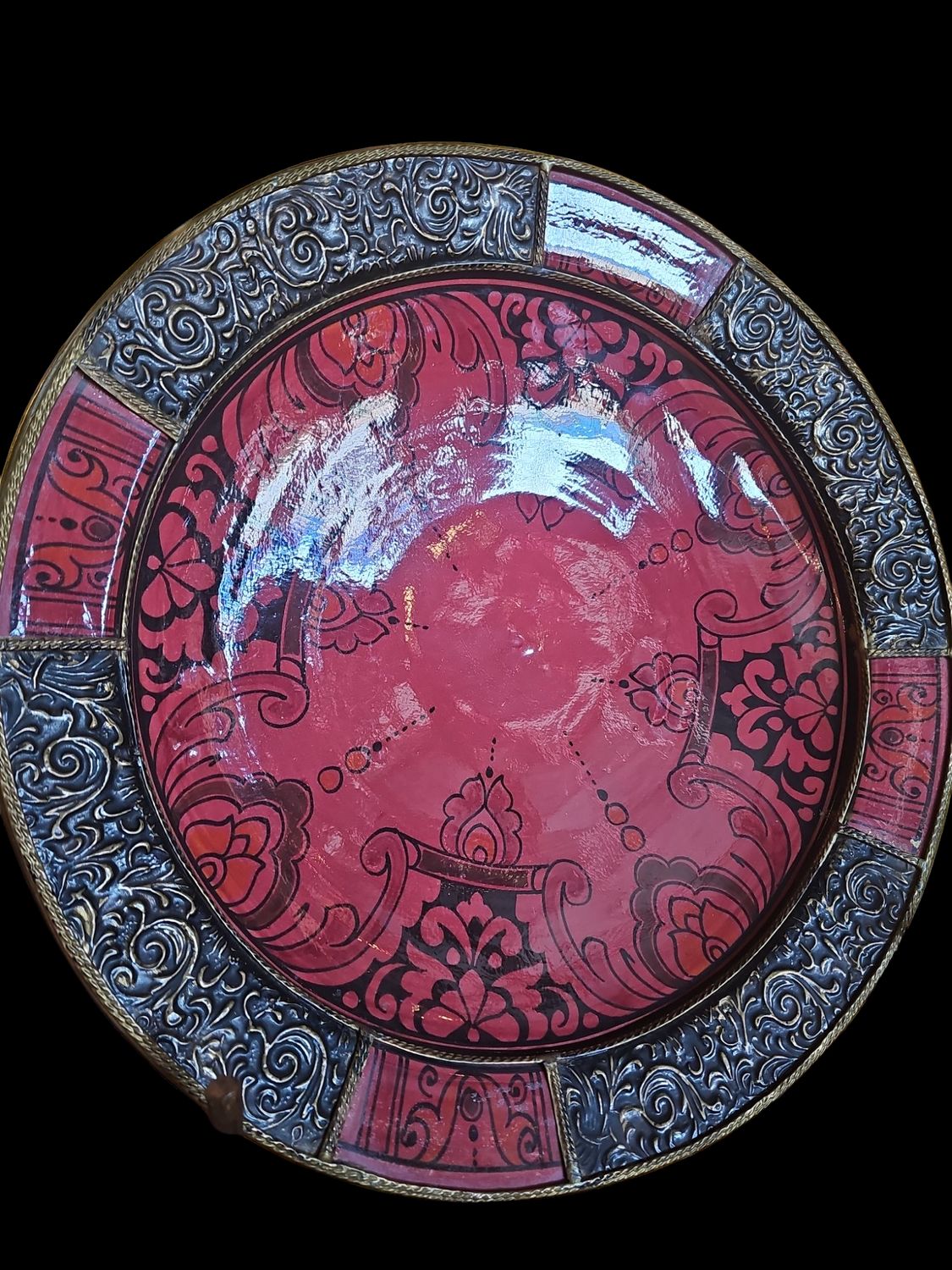 MOROCCAN HAND PAINTED RED PLATE BIG