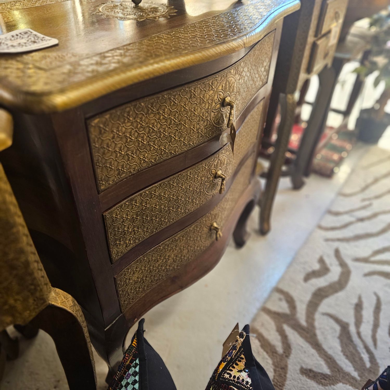 SIDE TABLE WITH DRAWER HANDMADE SIDE TABLE BRASS INLAID TABLE BEDROOM TABLE INDIAN
