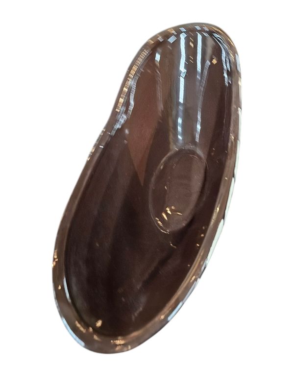 BROWN CERAMIC HANDPAINTED BOWL DECO