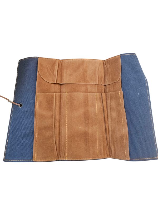 VINTAGE LEATHER MAP DESIGN PENCIL POUCH