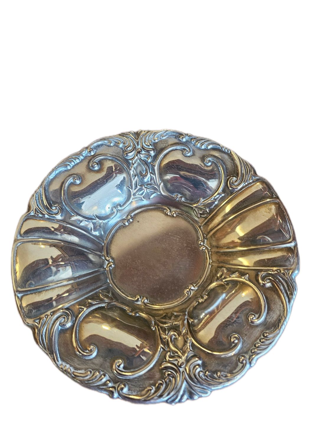 CHISELED EMOBOSSED SILVER PLATED PLATE