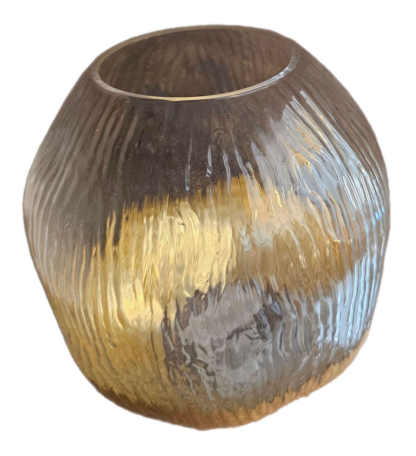 GLASS BOTTOM GOLD VASE