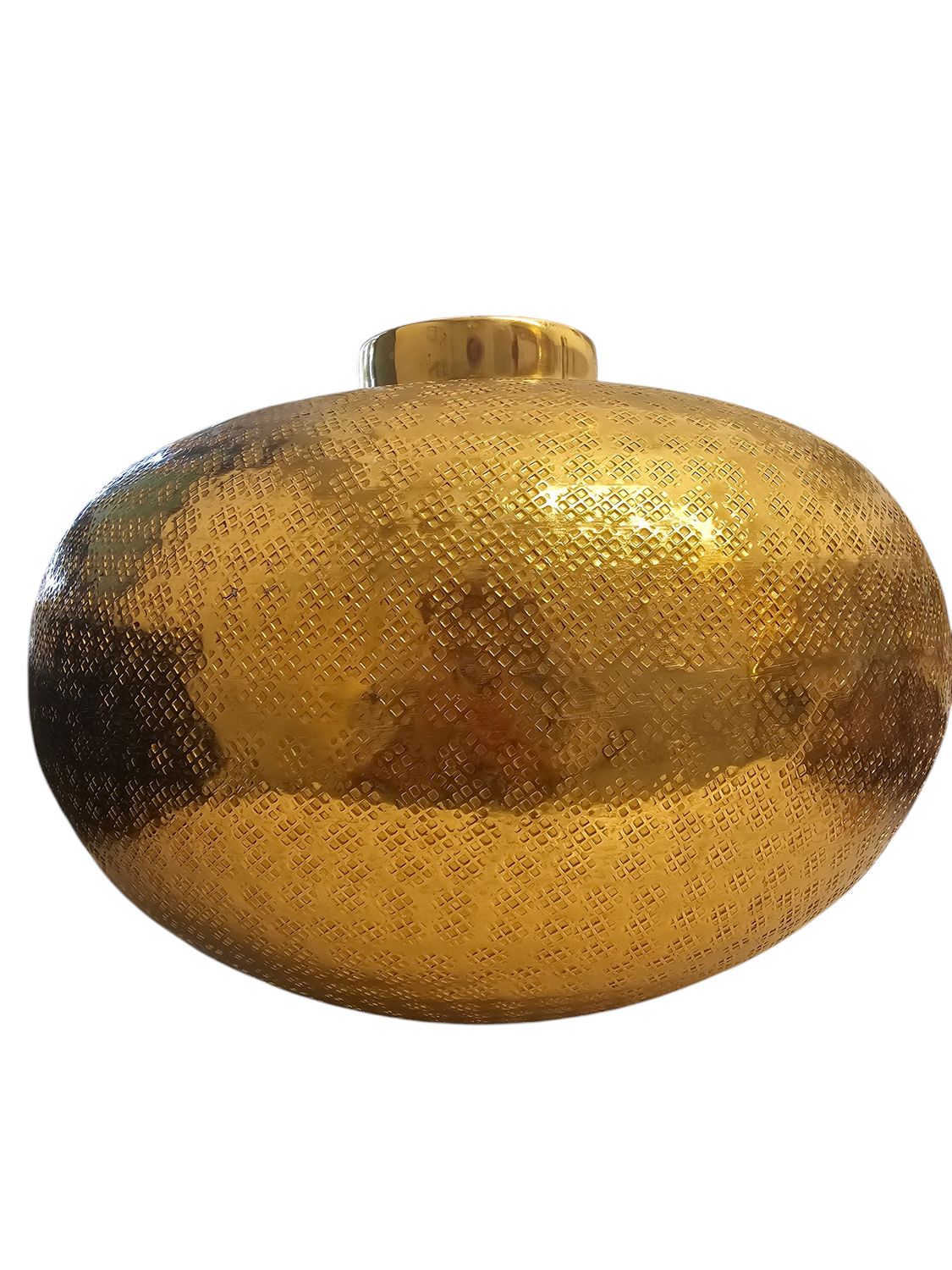 SMALL ALUMINUM GOLD  ROUNDHAMMERED FLOWER VASE