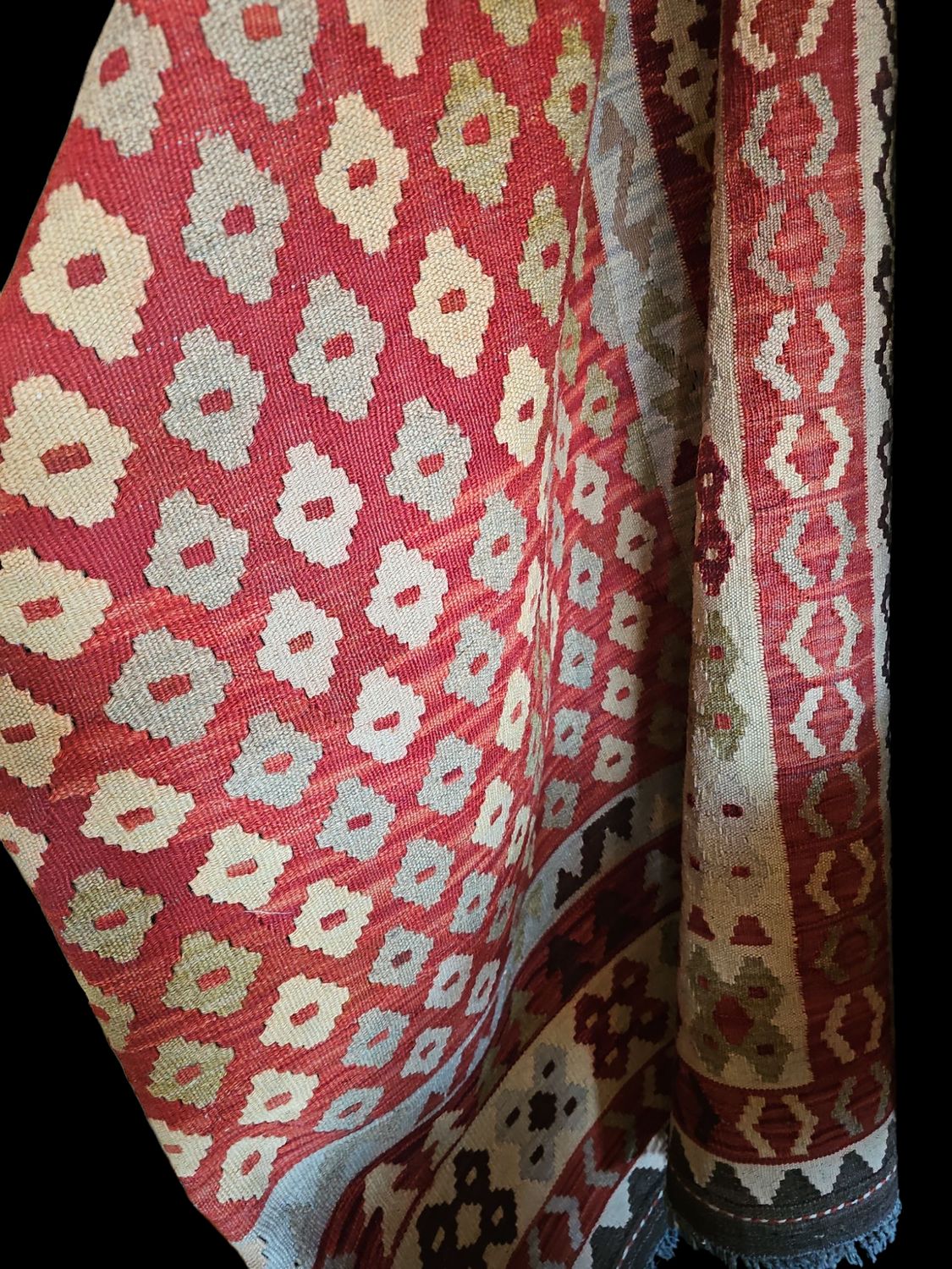 KILIM RED WHITE GRAY CARPET