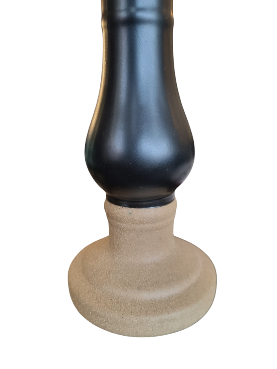 WOODEN BROWN BLACK CANDLE HOLDER TALL