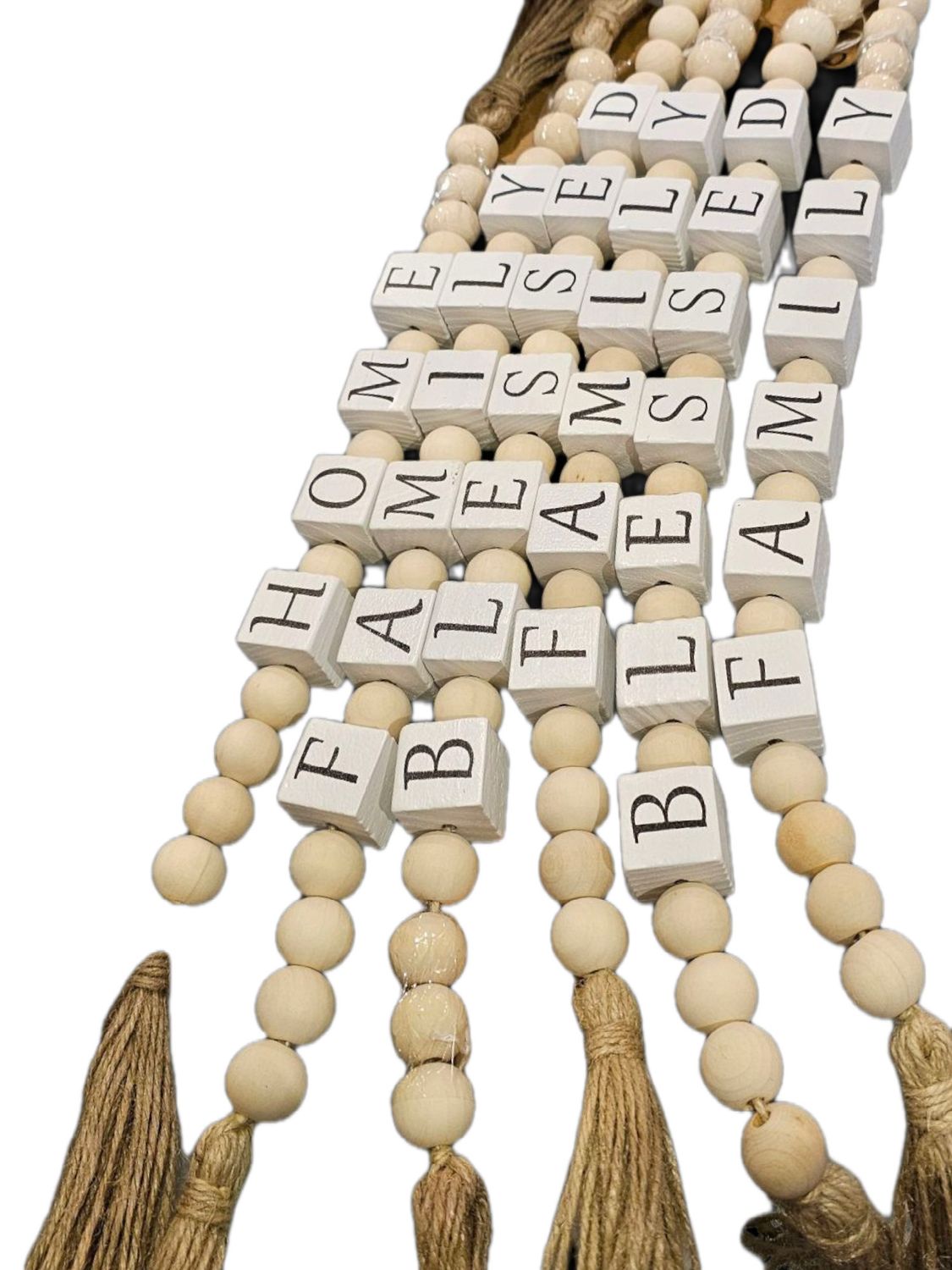 WOODEN BEADS WALL HANGING WITH SIGN WORD