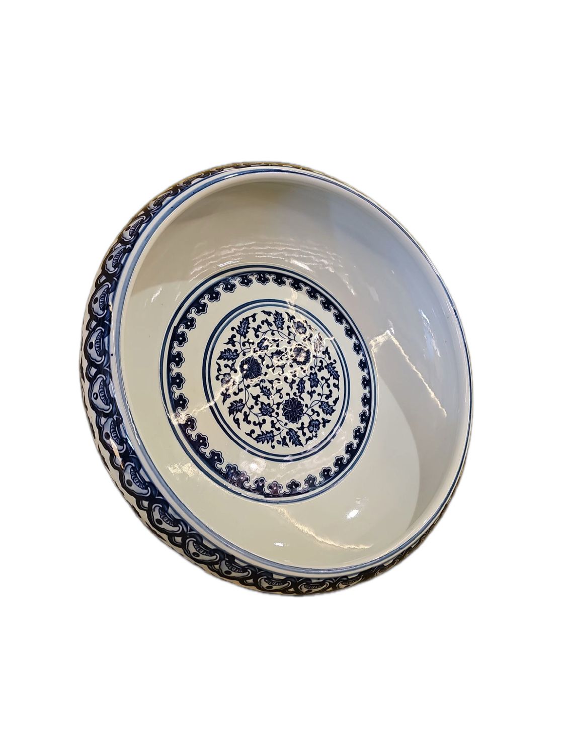 CHINESE CERAMICS BLUE AND WHITE PORCELAIN CHINAWARE LOTUS PATTERN WASH POT