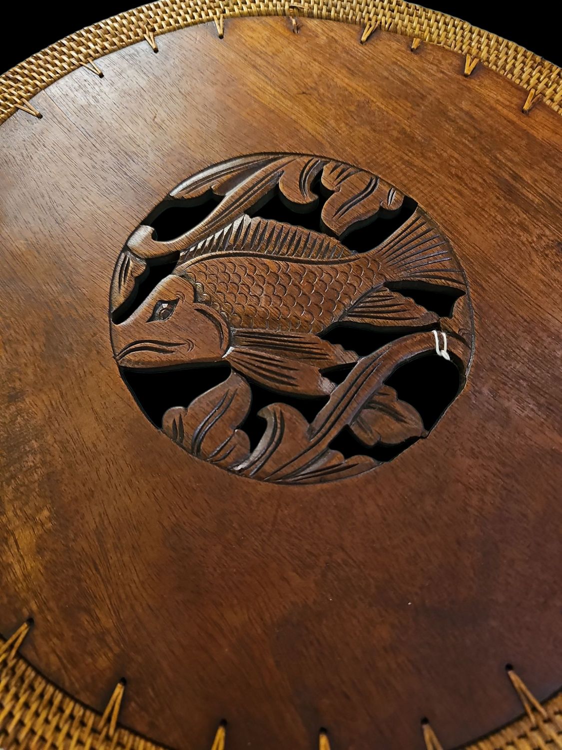 WOODEN FISH CURVED DINING MAT OR HANGING DECOR ROUND