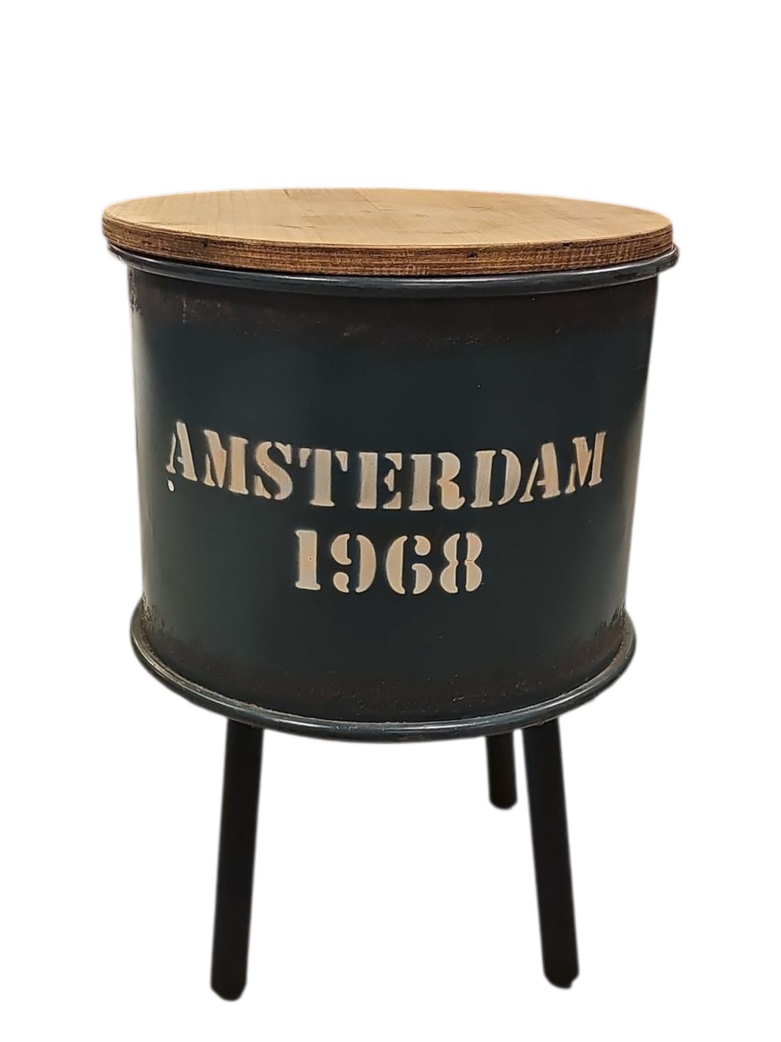 CLAYRE AND EEF TORQUISE BIN SIDE TABLE WITH LID STORAGE