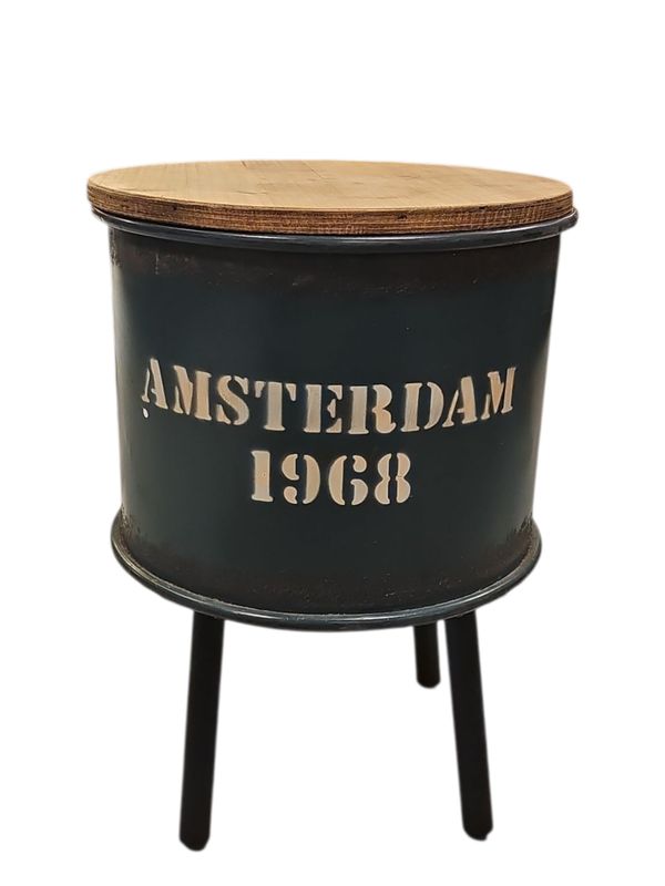 CLAYRE AND EEF TORQUISE BIN SIDE TABLE WITH LID STORAGE