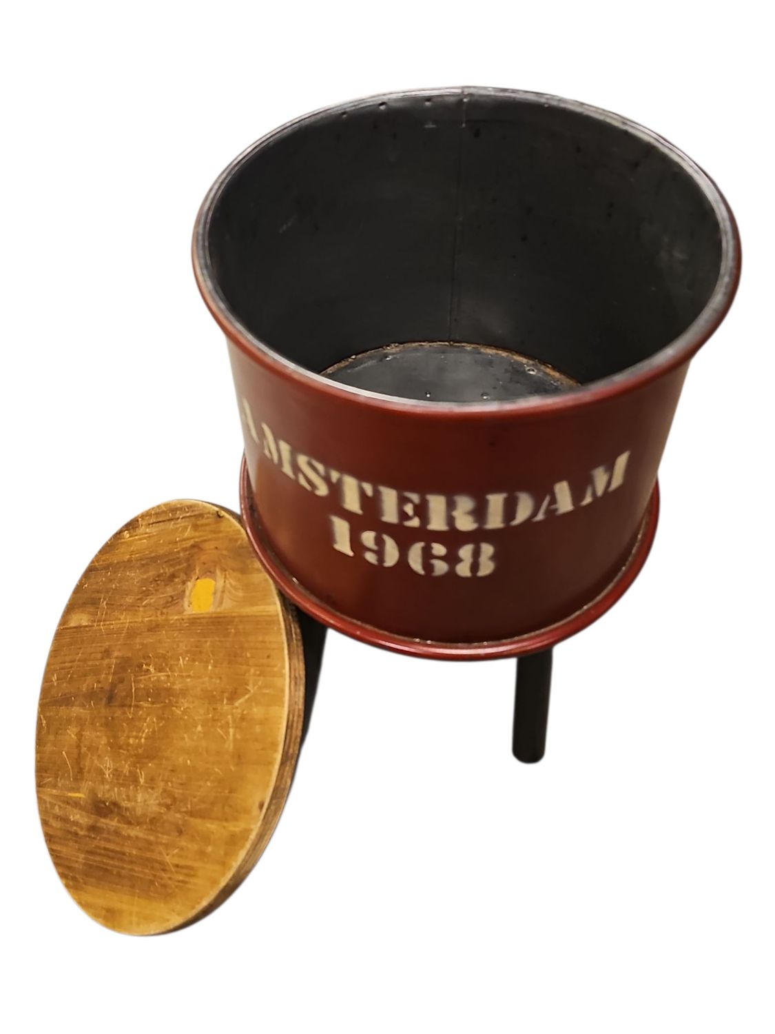 CLAYRE AND EEF RED COLOR SIDE TABLE BIN WITH LID STORAGE SMALL