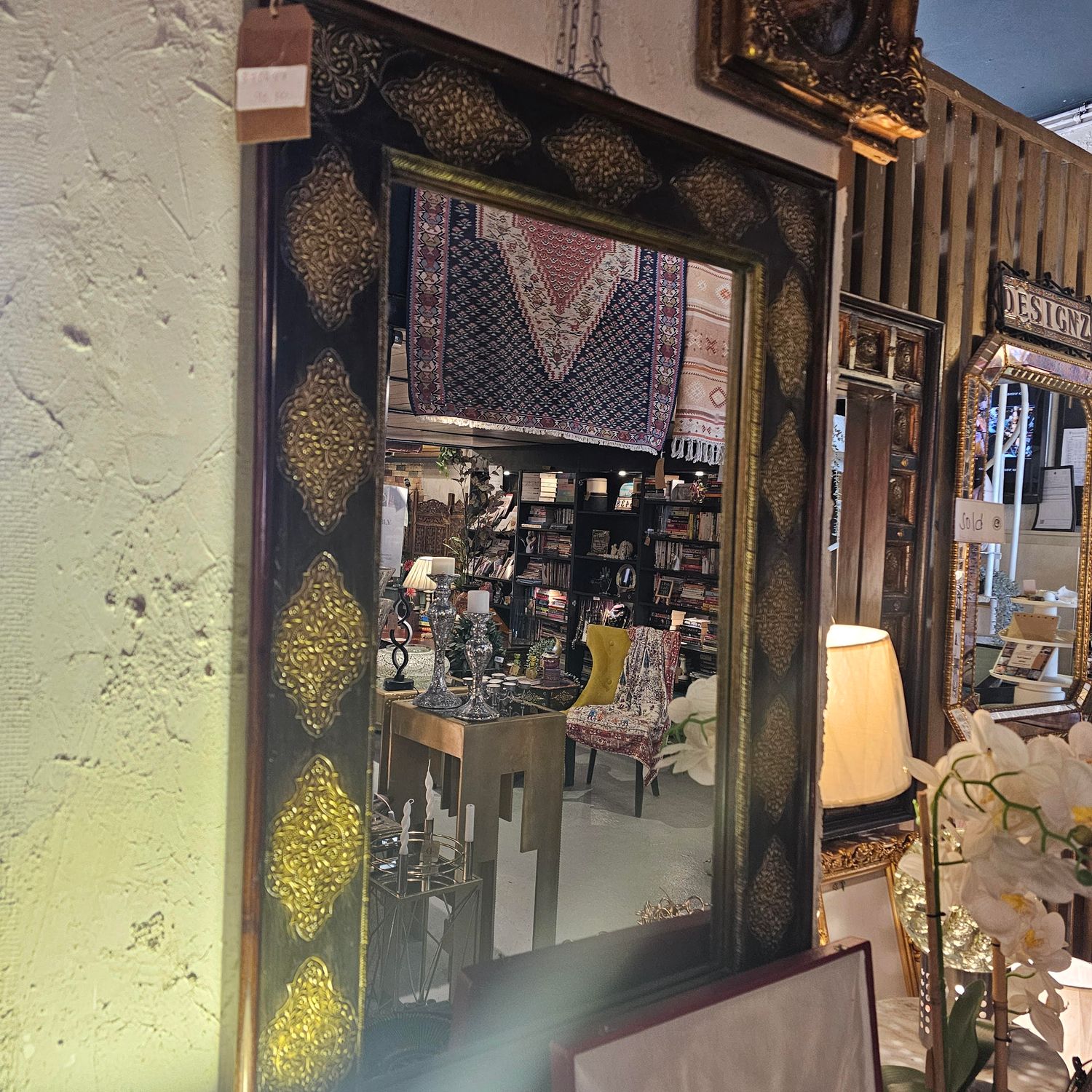 SQUARED MIRROR WOODEN EDGE INLAID BRASS INDIAN