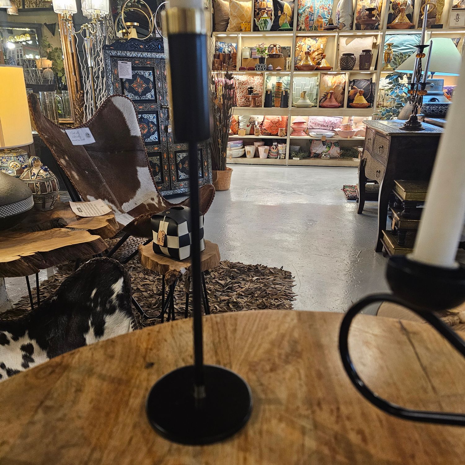 METAL BLACK STICK CANDLE HOLDER