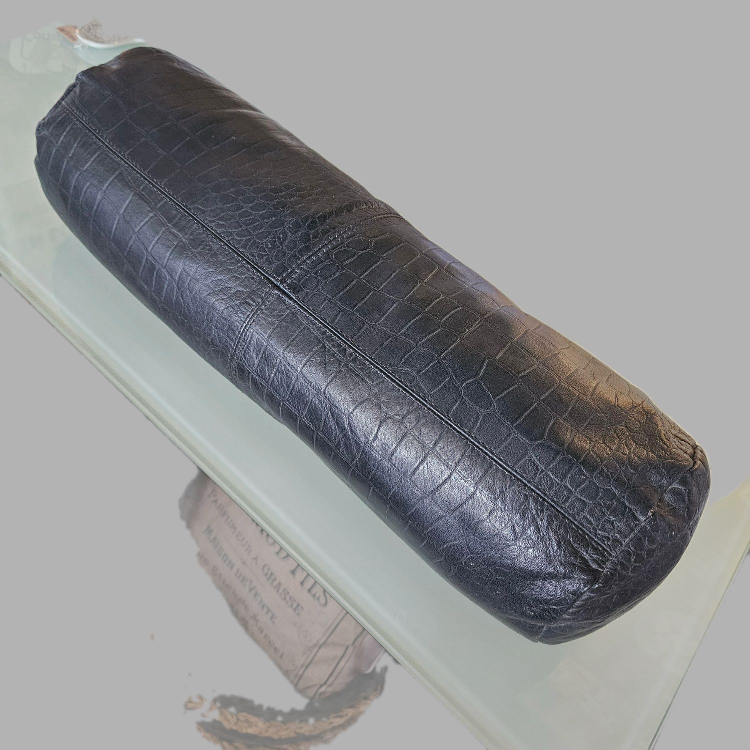 BLACK PURE LEATHER LUMBAR PILLOW