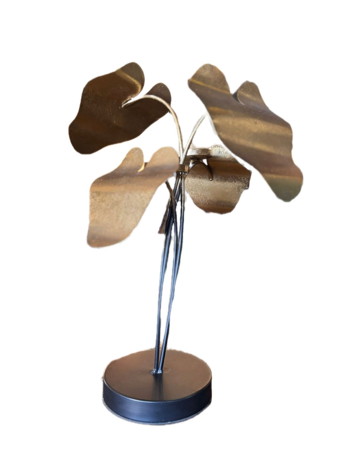 ANTHURIUM GOLD LEAF ACCENTED METAL CANDLE HOLDER