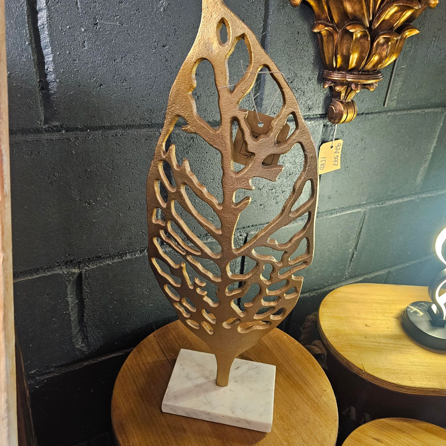 METTALIC GOLD LEAF SCULPTURE ON MARBLE BASE