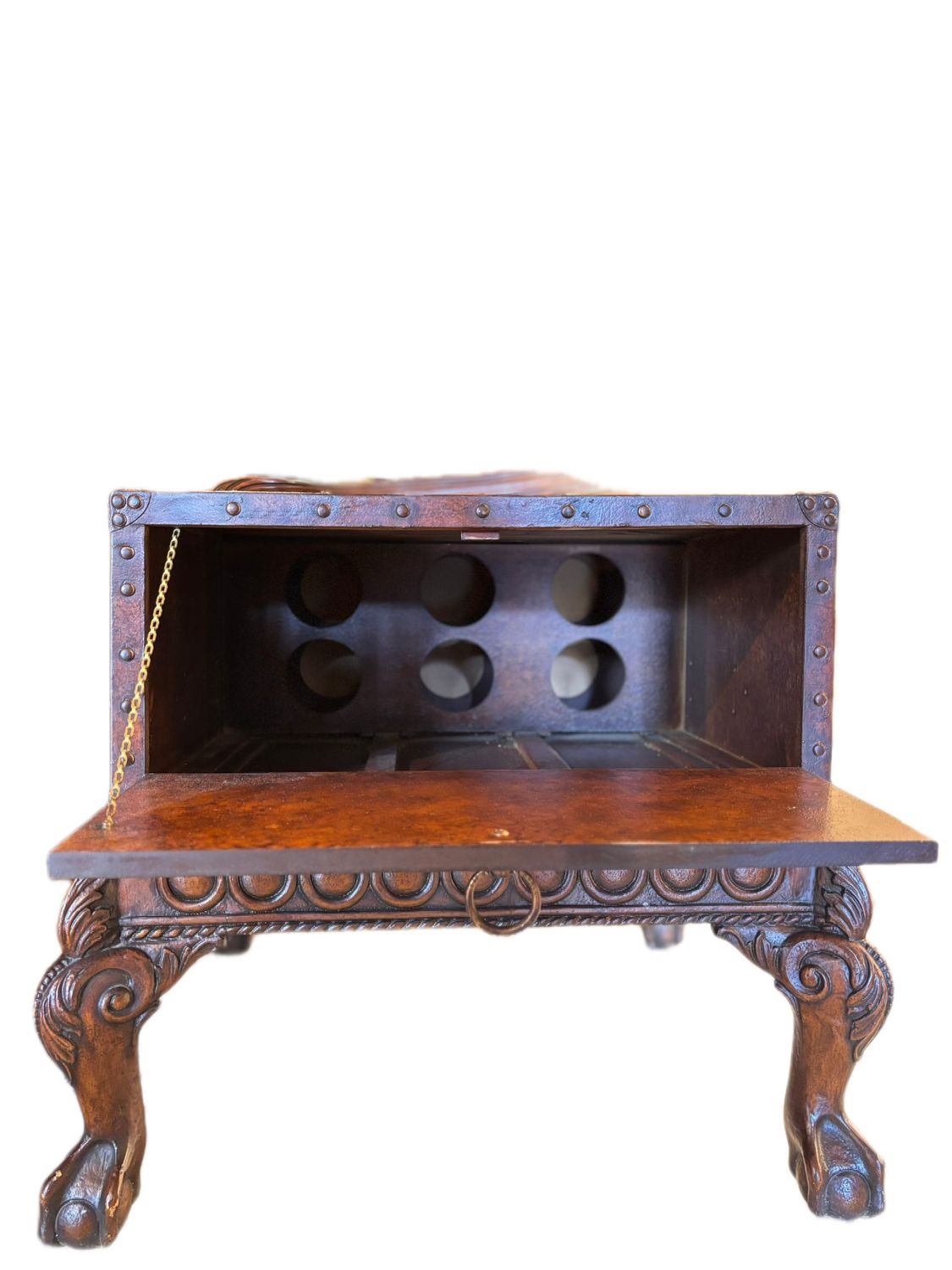 BRASS STUD HANDCRAFTED WOODEN NIGHT STAND TABLE