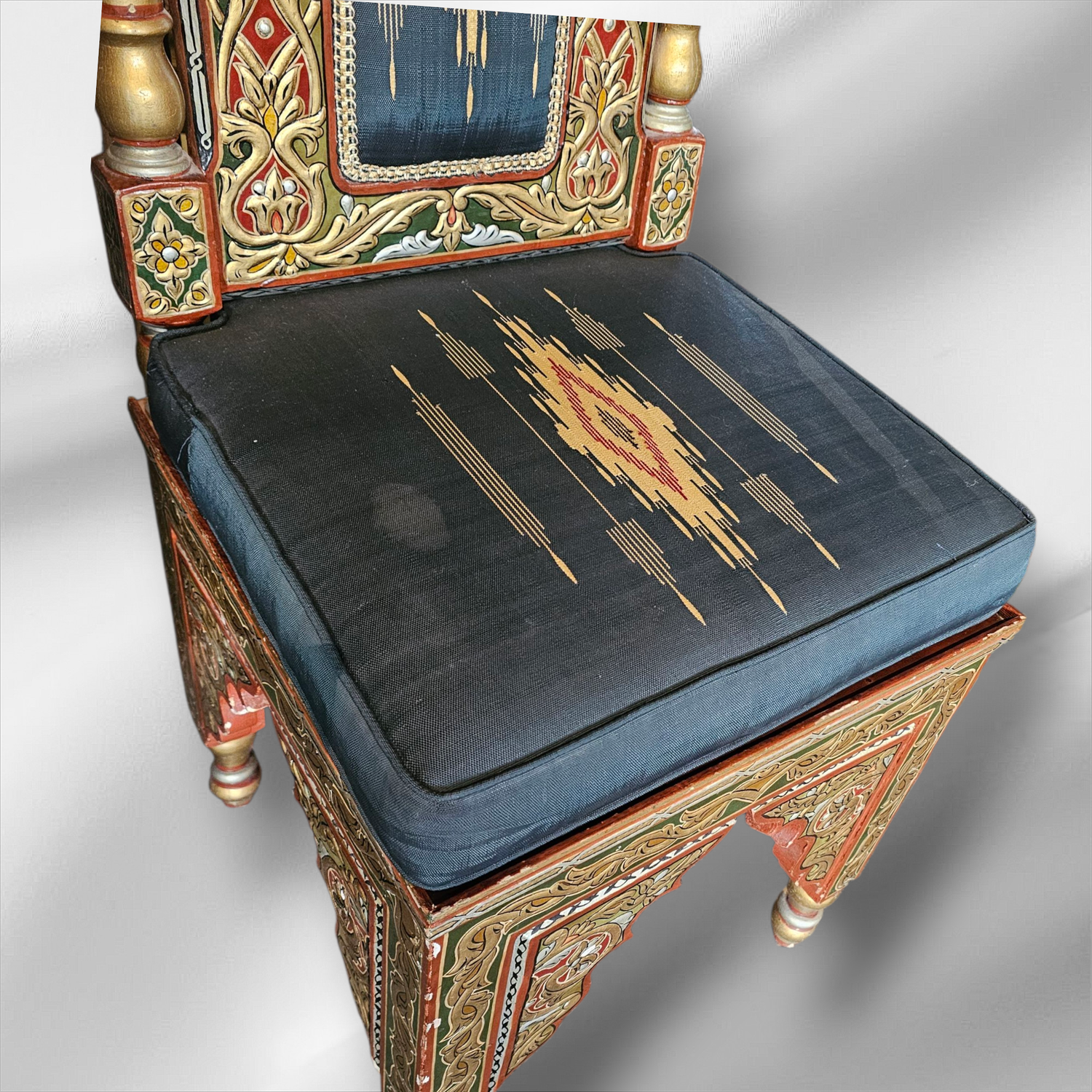 ANTIQUE SYRIAN SOLID WOOD CHAIRS WITH ONE SIDE TABLE
