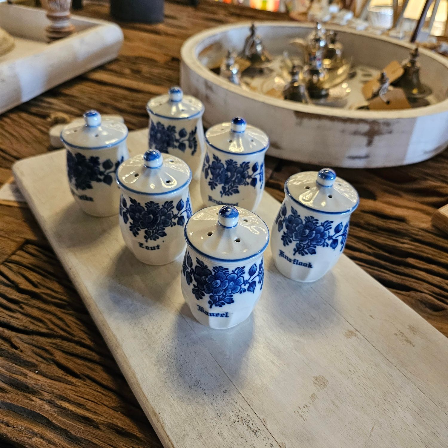 DELFT BLUE STYLE CERAMIC CONDIMENTS SHAKERS