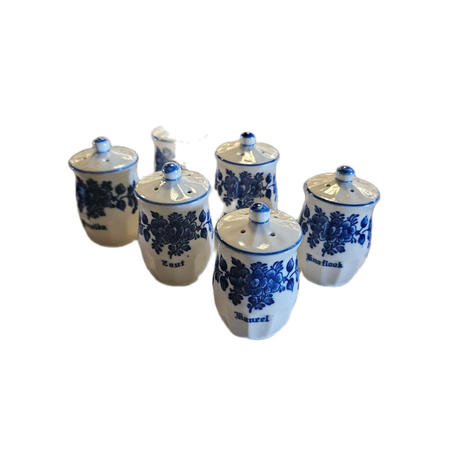 DELFT BLUE STYLE CERAMIC CONDIMENTS SHAKERS